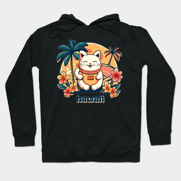 Hawaii Lucky Cat Logo Hoodie by Kona Cat Creationz